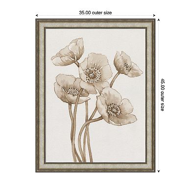 Poppies in Sepia II by Tim Otoole Wood Framed Wall Art Print