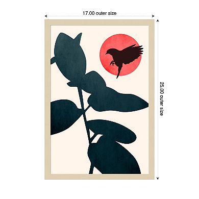 Japanese Bird by Eins Kubistika Wood Framed Wall Art Print