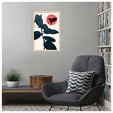 Japanese Bird by Eins Kubistika Wood Framed Wall Art Print