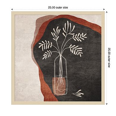 Minimalist Orange Flowers by Emel Tunaboylu Wood Framed Wall Art Print