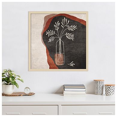 Minimalist Orange Flowers by Emel Tunaboylu Wood Framed Wall Art Print