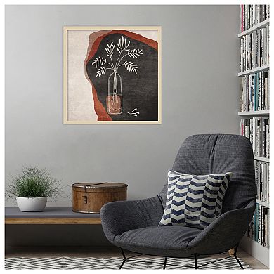 Minimalist Orange Flowers by Emel Tunaboylu Wood Framed Wall Art Print