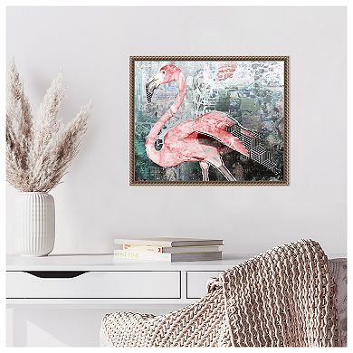 Pop Art - Flamingo by Inner circle Framed Canvas Wall Art Print