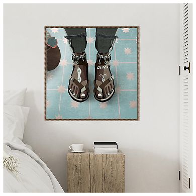 Turquoise Foot by Emel Tunaboylu Framed Canvas Wall Art Print