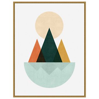 Geometric landscape by Vitor Costa Framed Canvas Wall Art Print