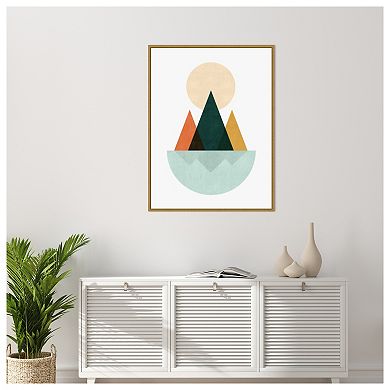 Geometric landscape by Vitor Costa Framed Canvas Wall Art Print