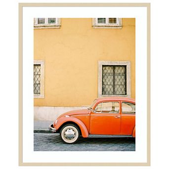 Orange Bug by Justine Milton Wood Framed Wall Art Print