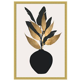 Beige Bouquet No 5 by Eins Kubistika Wood Framed Wall Art Print
