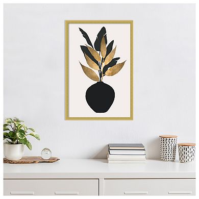 Beige Bouquet No 5 by Eins Kubistika Wood Framed Wall Art Print