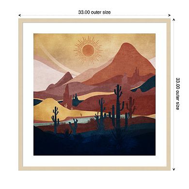 Blue Western Day by Emel Tunaboylu Wood Framed Wall Art Print