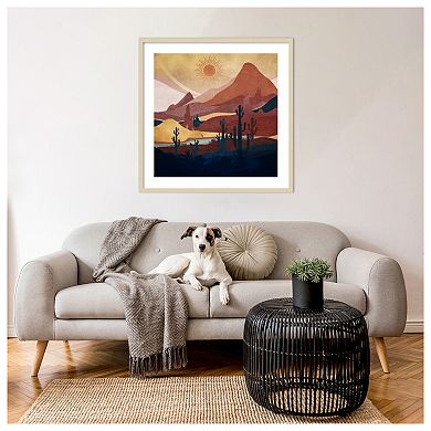 Blue Western Day by Emel Tunaboylu Wood Framed Wall Art Print