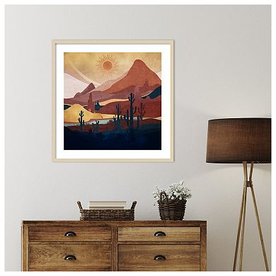 Blue Western Day by Emel Tunaboylu Wood Framed Wall Art Print
