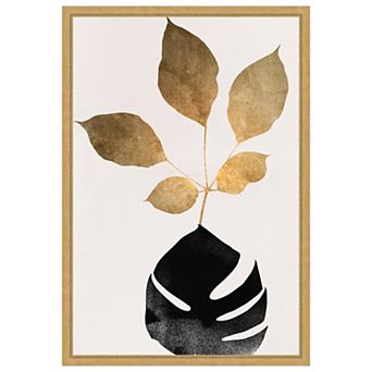 Beige Blossoms by Eins Kubistika Framed Canvas Wall Art Print