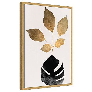 Beige Blossoms by Eins Kubistika Framed Canvas Wall Art Print