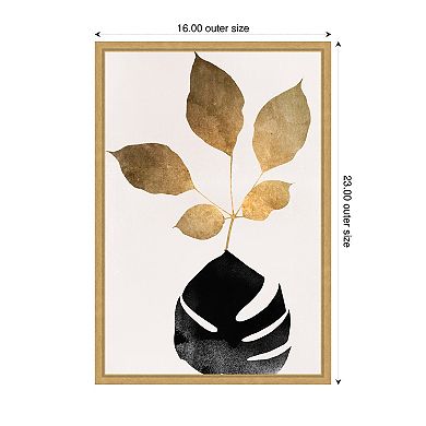 Beige Blossoms by Eins Kubistika Framed Canvas Wall Art Print