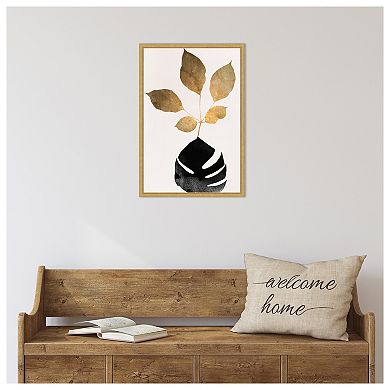 Beige Blossoms by Eins Kubistika Framed Canvas Wall Art Print