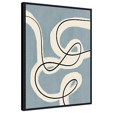 Minimalist line art in blue grey by Little Dean Framed Canvas Wall Art Print