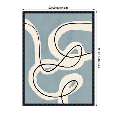 Minimalist line art in blue grey by Little Dean Framed Canvas Wall Art Print