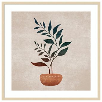 Double Branches in a Vase by Emel Tunaboylu Wood Framed Wall Art Print
