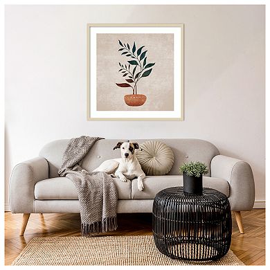 Double Branches in a Vase by Emel Tunaboylu Wood Framed Wall Art Print
