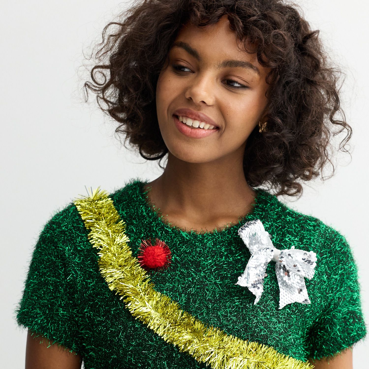white christmas dresses Tinsel Tree Christmas Sweater Dress: Women's Christmas Outfits main image 0