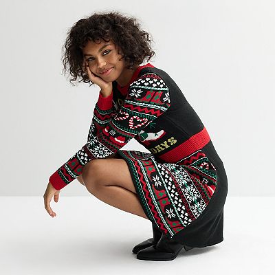 born famous christmas dress Juniors' Born Famous Holiday Tinsel Tree Sweater Dress