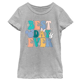 Disney's Mickey Mouse And Minnie Mouse Icons Best Day Ever Girls 7-16 Graphic Tee