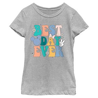 Disney's Mickey Mouse And Minnie Mouse Icons Best Day Ever Girls 7-16 Graphic Tee