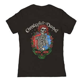 Juniors' Grateful Dead Floral Stealie Graphic Tee