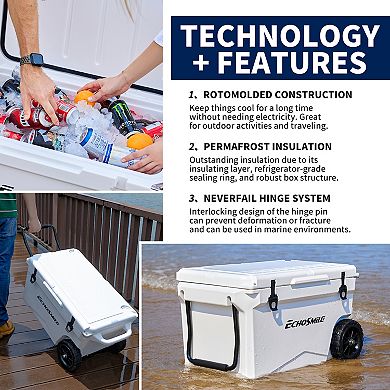 EchoSmile 60 qt. Rotomolded Cooler in White