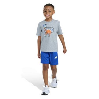 Boys 4-7 adidas 2 pc Short Sleeve Graphic Tee & 3-Stripe Shorts Set