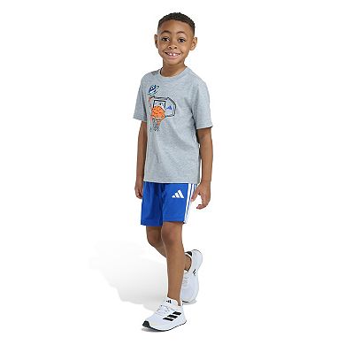Boys 4-7 adidas 2-pc. Short Sleeve Graphic Tee & 3-Stripe Shorts Set