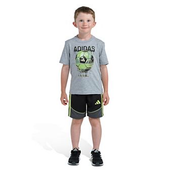 Boys 4-7 adidas 2 pc Short Sleeve Tee & Elastic Waistband Short Set