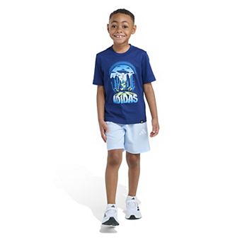 Boys 4-7 adidas 2 pc Short Sleeve Graphic Tee & Woven Short Set