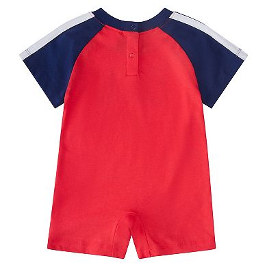 Baby Boy adidas Short Sleeve 3-Stripe Raglan Coverall