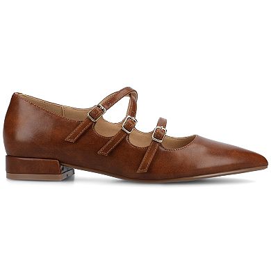 Journee Gretel Women's Pointed Toe Block Heel Multistrap Ballet Flats