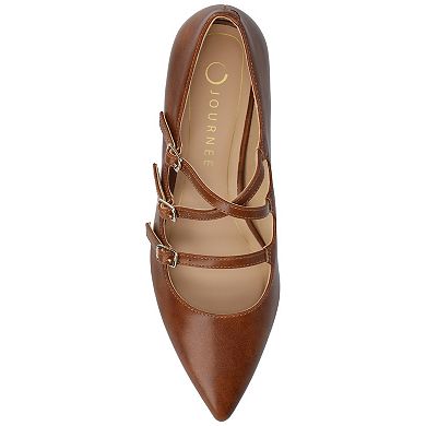Journee Gretel Women's Pointed Toe Block Heel Multistrap Ballet Flats