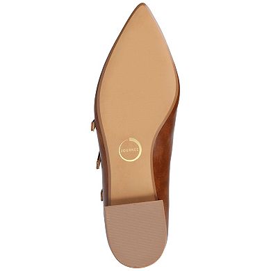 Journee Gretel Women's Pointed Toe Block Heel Multistrap Ballet Flats