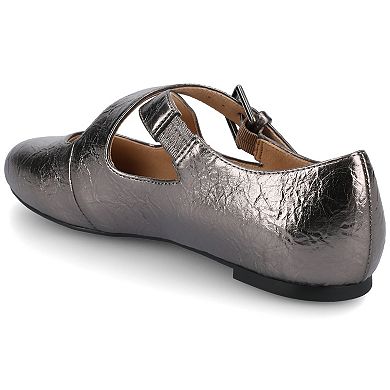 Journee Ivanna Women's Almond Toe Buckle Detail Mary Jane Flats