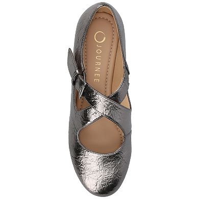 Journee Ivanna Women's Almond Toe Buckle Detail Mary Jane Flats