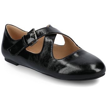 Journee Ivanna Women's Almond Toe Buckle Detail Mary Jane Flats