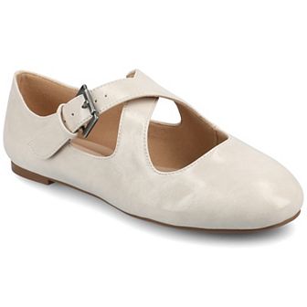 Journee Ivanna Women's Almond Toe Buckle Detail Mary Jane Flats