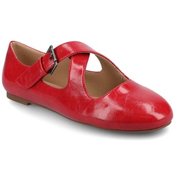 Journee Ivanna Women's Almond Toe Buckle Detail Mary Jane Flats