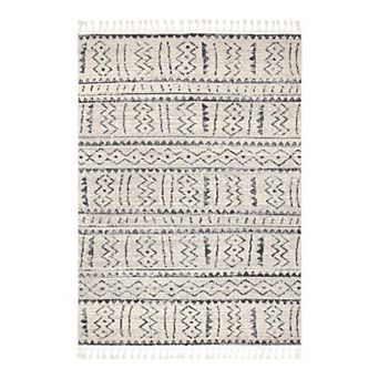 nuLOOM Akua Geometric Bands Tassel Area Rug