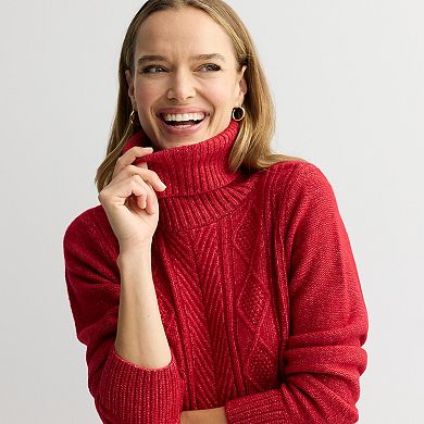 Women's Croft & Barrow® Chevron Cable Tunic Sweater