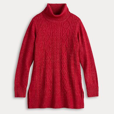 Women's Croft & Barrow® Chevron Cable Tunic Sweater