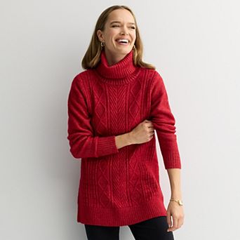 Women's Croft & Barrow® Chevron Cable Tunic Sweater