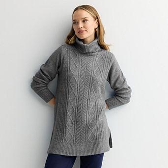 Women's Croft & Barrow® Chevron Cable Tunic Sweater