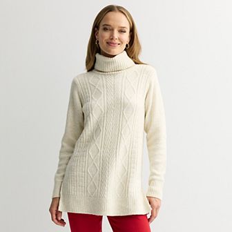 Women's Croft & Barrow® Chevron Cable Tunic Sweater