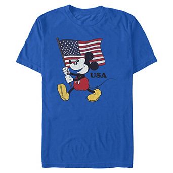 Disney's Mickey Mouse USA Waving The American Flag Men's Graphic Tee